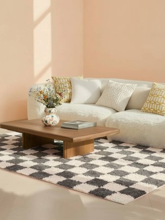 Chessie 140X200 Small Dark Grey/Off White Checkered Rug