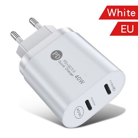 Snabbladdare Dual Port Plug WHITE EU EU