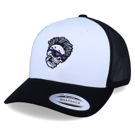 Iconic - Vit trucker Keps - Skull Shade Mohawk Retro Black/White Trucker @ Hatstore