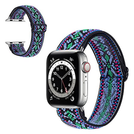 Apple Watch Series 6 / 5 40mm nylonkuvioinen kellonauha - Sininen / Sininen