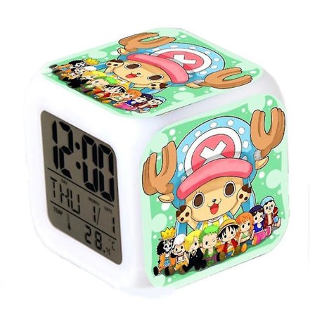 Hmwy-one Piece Chopper LED Digital Termometer Glødende Terning Vækkeur 7 Farve Skiftende