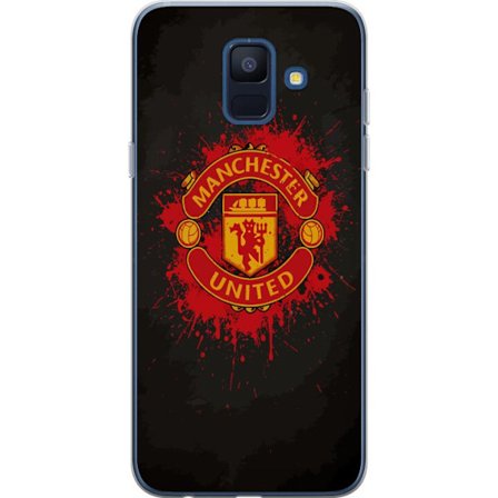 Kompatibelt Mobildeksel til Samsung Samsung Galaxy A6 (2018) Manchester United logo i rød og gul farge med røff sportslig bakgrunn