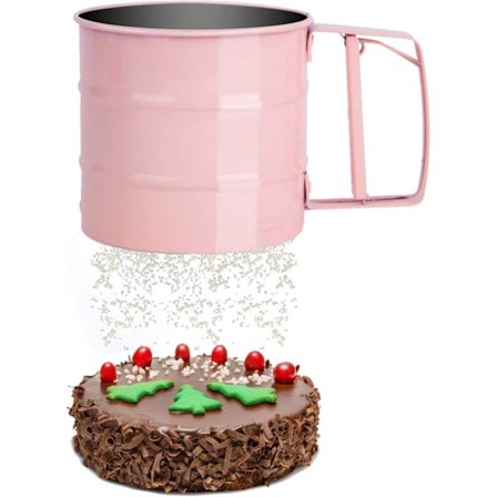 Rustfritt stål melsikt, konditorsikt med skala, melis kakaosikt