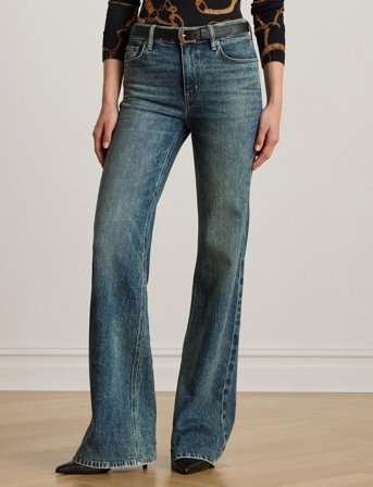 Lauren Ralph Lauren High-Rise Flare Jean - Blue - 32