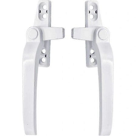Vindueshåndtag - Par af universelle hvide erstatningshåndtag til højre/venstre side i aluminium med lås til uPVC-vinduer og dobbelte vinduer (Hvid)