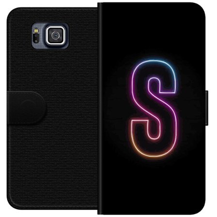 Kompatibelt Lommeboketui til Samsung Samsung Galaxy Alpha Neonbokstav S i lysende rosa og blå toner mot mørk bakgrunn, stilig bokstavkunst med retro