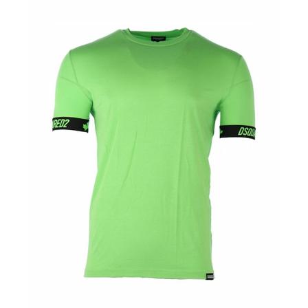 Dsquared2, Round Neck T-shirt Bright Green Groen, Heren, Maat:S
