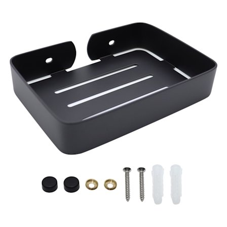 Saippua-alusta, ruostumattomasta teräksestä valmistettu musta saippua-alustan pidike, seinään asennettava suihkusaippua-alusta ruuveilla, tukeva 