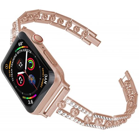 Rostfria armband till Apple Watch 42/44/45mm, armband i diamantrhinsten i metall för iWatch Series 8/7/6/5/4/3/2/1/SE