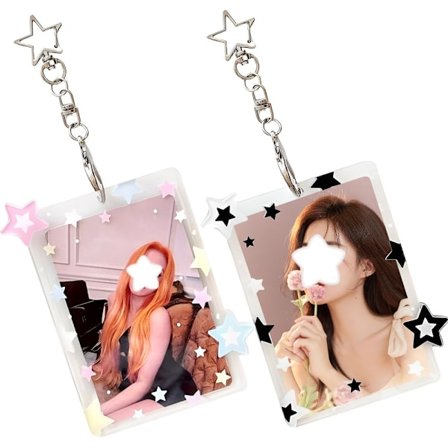 2 stk. Stjerne Kpop Fotokort Holder Nøkkelring 3 Tommers Fotokort Holder Fotokort Nøkkelring Akryl Søt Fotokort Holder PC Holder Kpop Fotokort Holder 