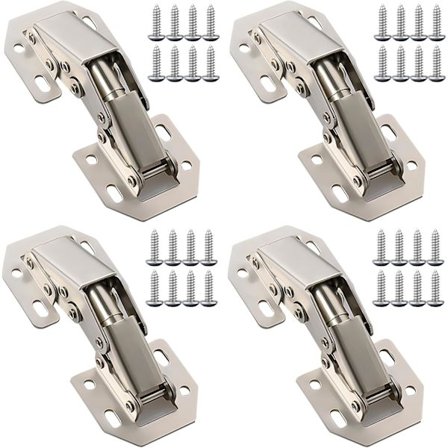 4 st 90° Full Overhead Gångjärn, Mjukstängande Skåpsgångjärn, Köksmonterade Gångjärn, Möbel Dolda Skåpdörrsgångjärn