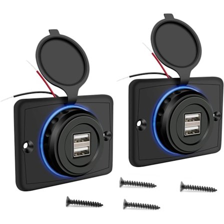 12V Dobbel USB-kontakt Overflatemontert Flush Panel USB-port 3.1A Vanntett Hurtiglader Hunn for Buss RV Båt Bil Marine ATV Lastebil Golfbil(