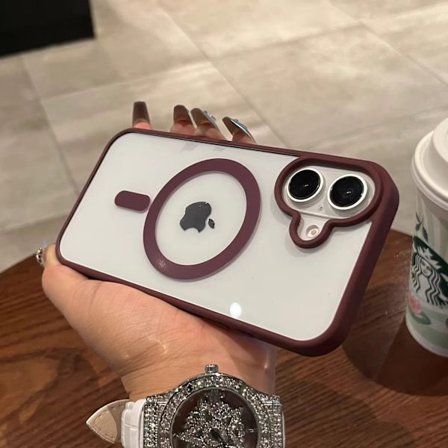Skal för iPhone 17 Air Burgundy Enkelt Transparent Magnetiskt Silikon