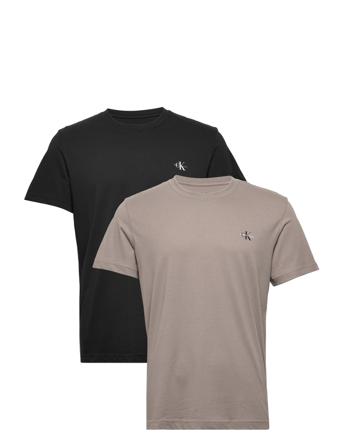2 Pack Monologo T-Shirt T-shirts Short-sleeved Svart Calvin Klein Jeans