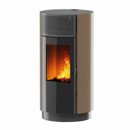 Stufa a pellet Girolami Round 9 8 kW ad aria WiFi - Bronzo