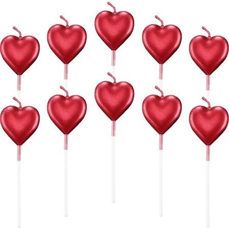 Metalliske hjerte fødselsdagskage lys cupcake topper lys dessert lysestager til bryllup, jubilæum, romantisk aften, mors dag, del