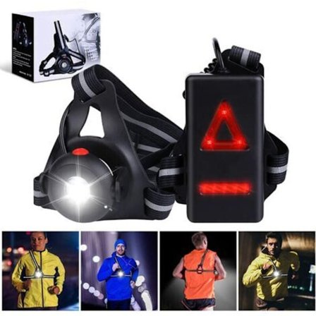 Race lampe - Oppladbar USB Løpelampe 500 Lumen IPX6 Vanntett Brystlampe Løping 3 Moduser og 90° Justerbar LED Vinkel LED LAMPE LØPING FOR