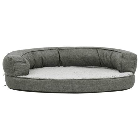 Vidaxl Ergonomisk Hundmadrass 75x53 Cm Linnelook Fleece Grå Grå
