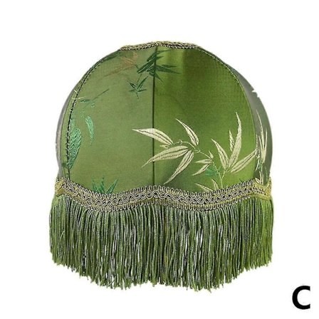 Elegant grønn lampeskjerm med dusk, viktoriansk vintage lampeskjerm retro bordlampe skjerm europeisk-WELLNGS