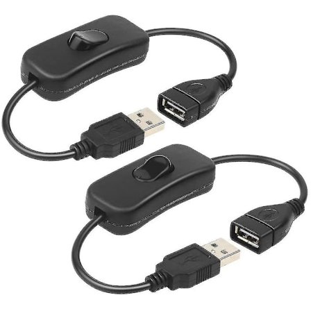 2 stk USB Switch Kabel (0,3 m), USB Tænd/Sluk Switch, USB Kabel med Switch, USB Forlænger