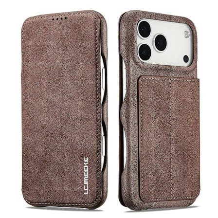 Kompatibel med iPhone 17 Pro Deksel Kortholder Stativ Lær Telefondeksel Kaffe-lingling}