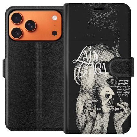 Kompatibelt Lommeboketui til Apple iPhone 17 Pro Max Lady Gaga svart-hvit retroplakat med solbriller og popkonst-estetikk