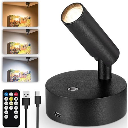 Trådløs LED-spot med magnet og bevægelsessensor – 3 farvetemperaturer, USB/batteri