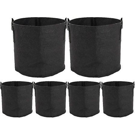 6 stk. Plantesække af Non-woven stof - Luftgennemtrængelige Potter med Håndtag til Hjemmehaven V8020 (5 Gallon)