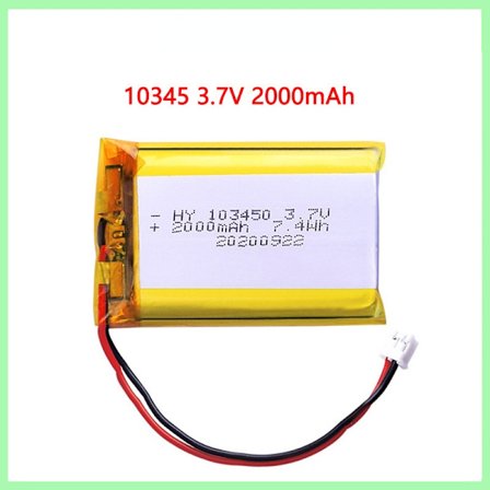 103450 3,7 V 2000 mAh polymeeri litium ladattava akku jst PH 2,0 mm 2-pin pistoke kameran GPS-navigaattorille MP5 Bluetooth-kuulokemikrofonille