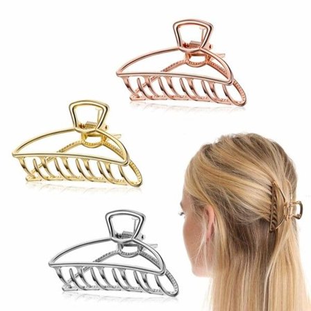 3-pack metallhårklämmor, halkfria hårklämmor