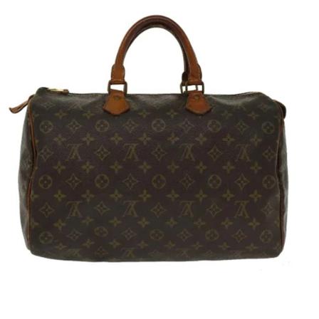 Louis Vuitton Vintage, Pre-owned Speedy 35 Monogram Handbag Bruin, Dames, Maat:ONE Size,leather