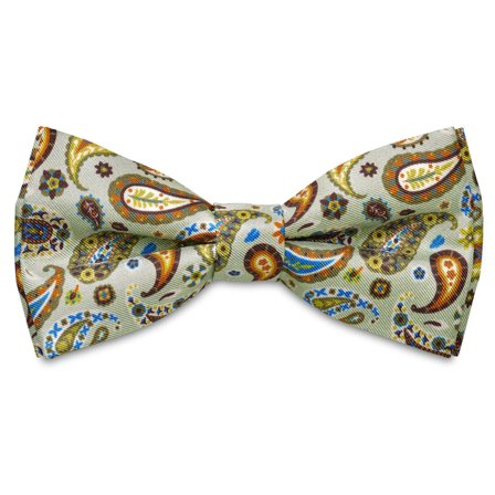 Virtuo | Mint Paisley Silk Pre-tied Bow Tie for Men - Pre-tied bow ties