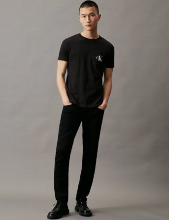 Calvin Klein Jeans Core Monologo Pocket Slim Tee - Black - L