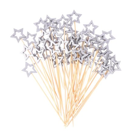 50st Star Shape Bambuspett Cocktailval Buffé Frukt Cu