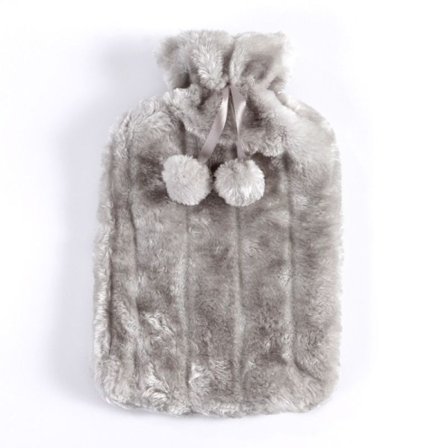 (Faux Fur Light Silver) Premium Soft Fleece Faux Cover med Hot W