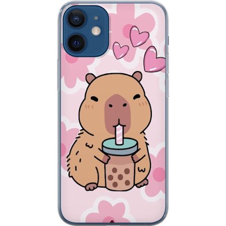 Kompatibelt Mobilskal till Apple Apple iPhone 12 Kawaii Capybara Hjärtan Anime Stil Söt Design Djurmotiv TikTok Populärt Present Tjej