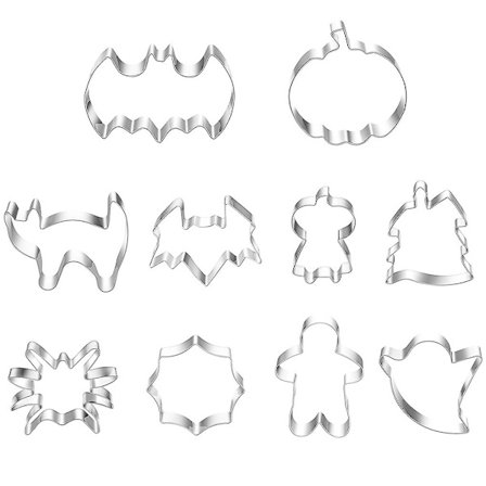 Pakke med 10 Halloween-kjeks i rustfritt stål, non-stick