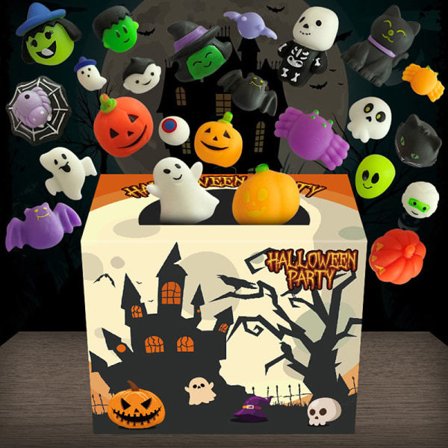 60 stk Halloween Squishy Legetøjssæt Antisensoriske legetøj til børn Multifarvet 24Pcs