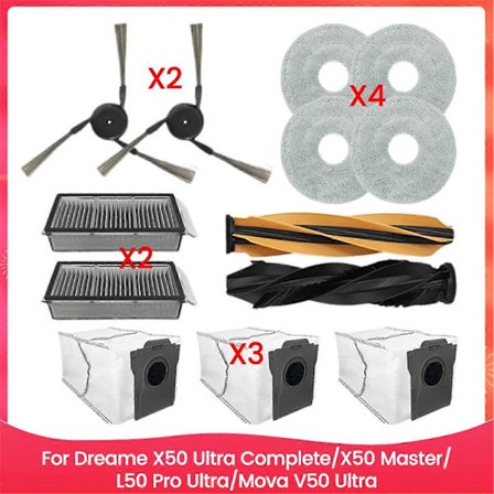För Dreame X50 Ultra Complete/X50 Master/L50 Pro Ultra/Mova V50 Ultra Reservdelar Borste HEPA-filter