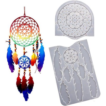 Drømmefanger Fjer Harpiksform Silikone Støbeforme Smykker Epoxyforme Vægdekoration Forme DIY Håndværk Lav Vedhæng Form