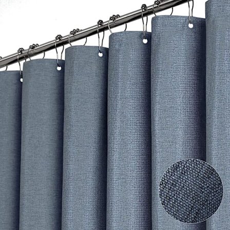 Luksus linned bruseforhæng med sølv metal kroge, vandtæt optisk stof, stort badeforhæng til badekar, B240xH200cm