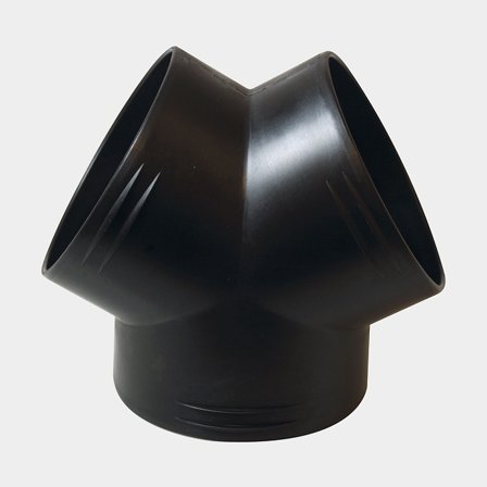 Y-tubo para mangueira de ar quente, Ø60 / 60 / 60 mm, plástico, preto