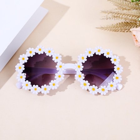 Barn Solglasögon Barn Round Flower Solglasögon White