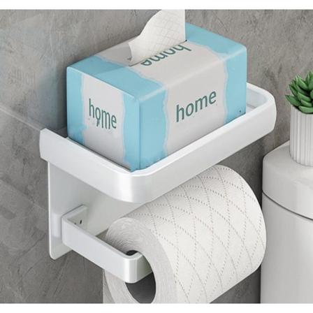 Toiletpapirholder - ingen boring - 183*70*93mm - Hvid - 1 stk - Dobbelt brug