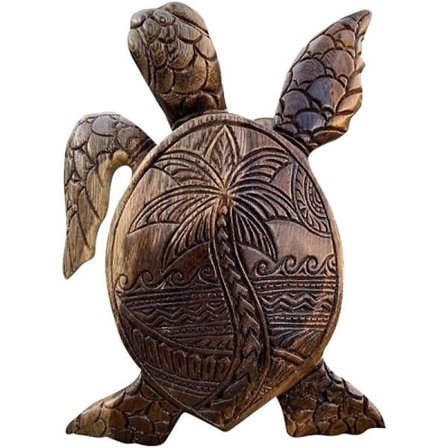 Trädgårdsstatyer & Figurer Utomhus Sköldpaddor Trä Carving Hawaiian Ha