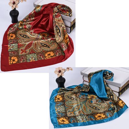 90x90cm Store firkantede lappe skjerf for damer 2 stk kvinner Silky