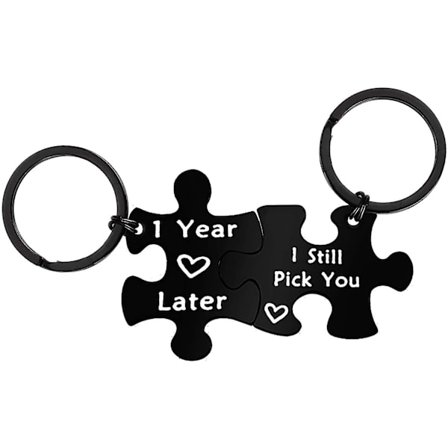 Jubilæums nøglering gaver til hende ham par nøglering puslespil stykke nøglering sæt