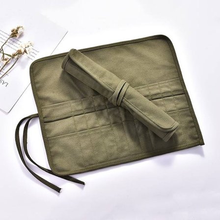 22 rum Børsteholder Lærred Opbevaring Kunst Børste Rulle Etui til Olie Akvarel Gouache Kunst Malepensler (Army Grøn)