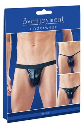 Svenjoyment Wetlook Thong 3 Piece Set Onesize - Woome.pl