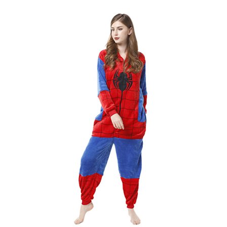 Voksen Spiderman Onesie Pyjamas, Halloween Flannel Cosplay Kostume Nattøj